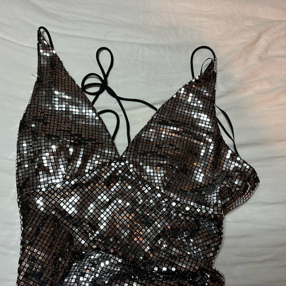 Zara Metallic One Shoulder Dress - Picture 6 of 14